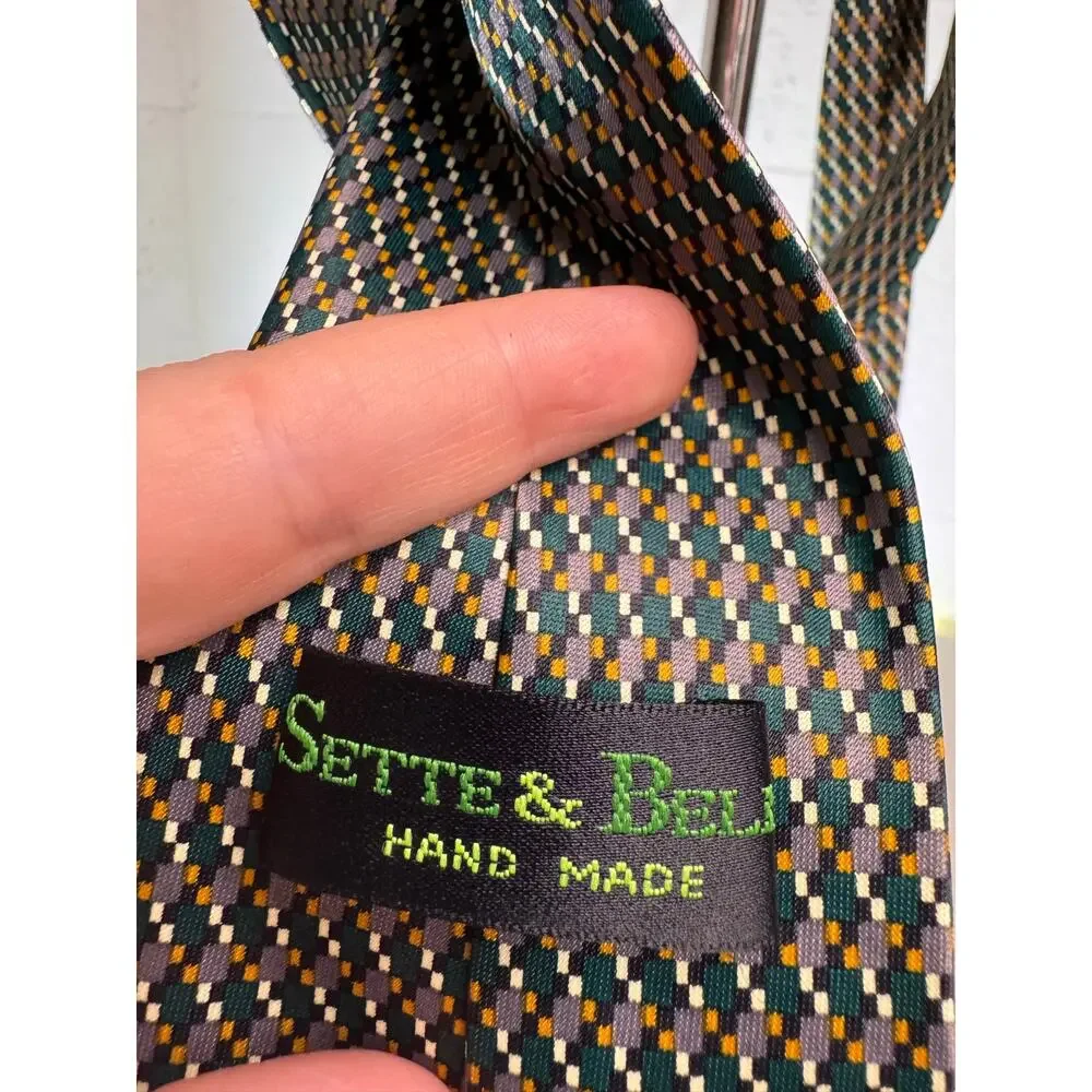 vintage sette & bell myung ju silk tie hand made geometric pattern